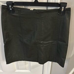 Free People size 4 black mini faux leather skirt! Like new!